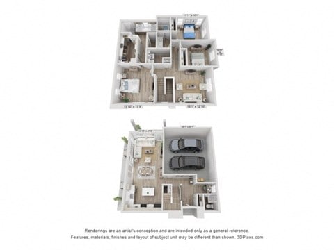 Floor plan for 3 beds, 2.5 baths, 1897 sqft